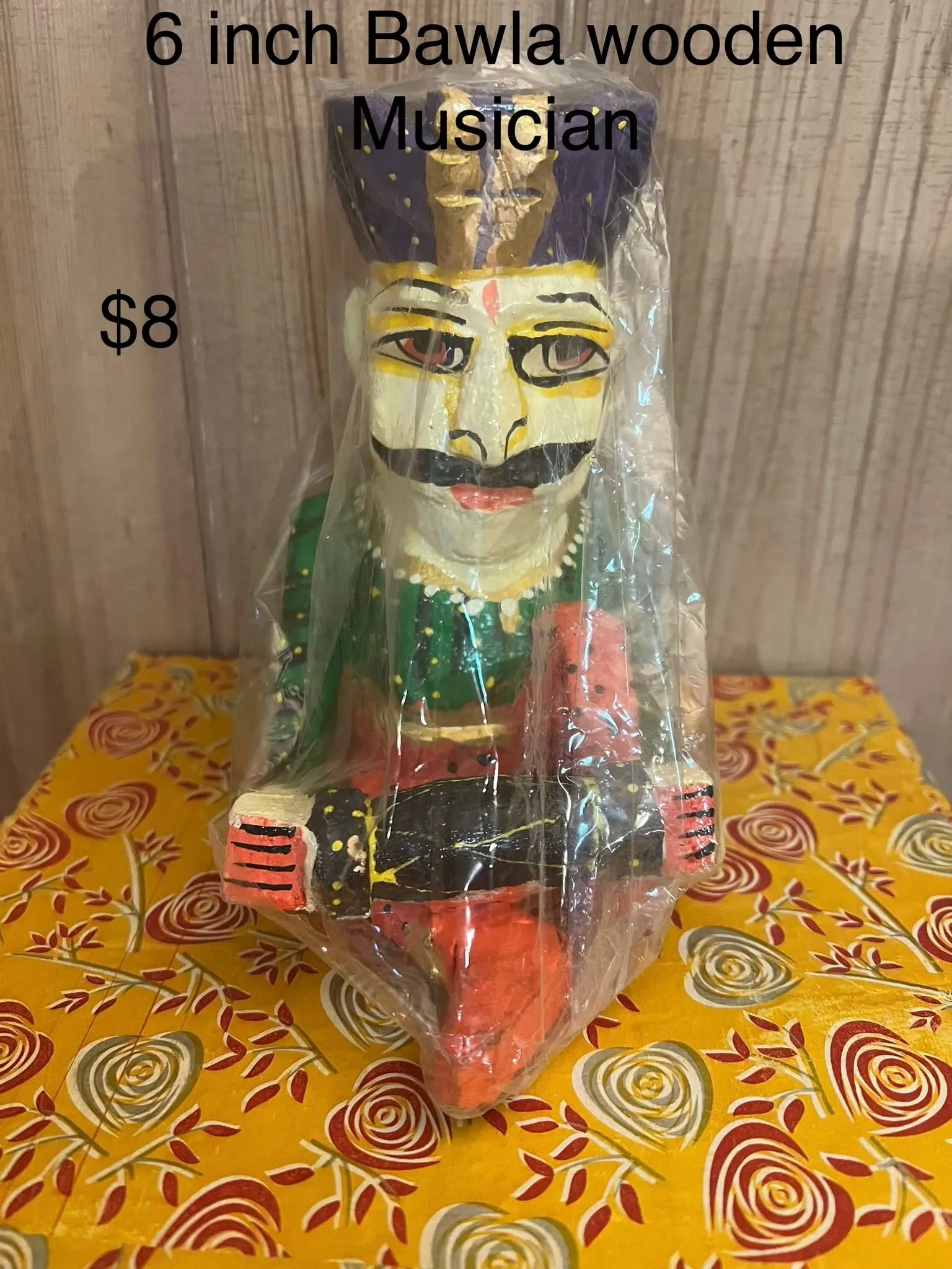 6-Inch Bawla Wooden Musician Figurine