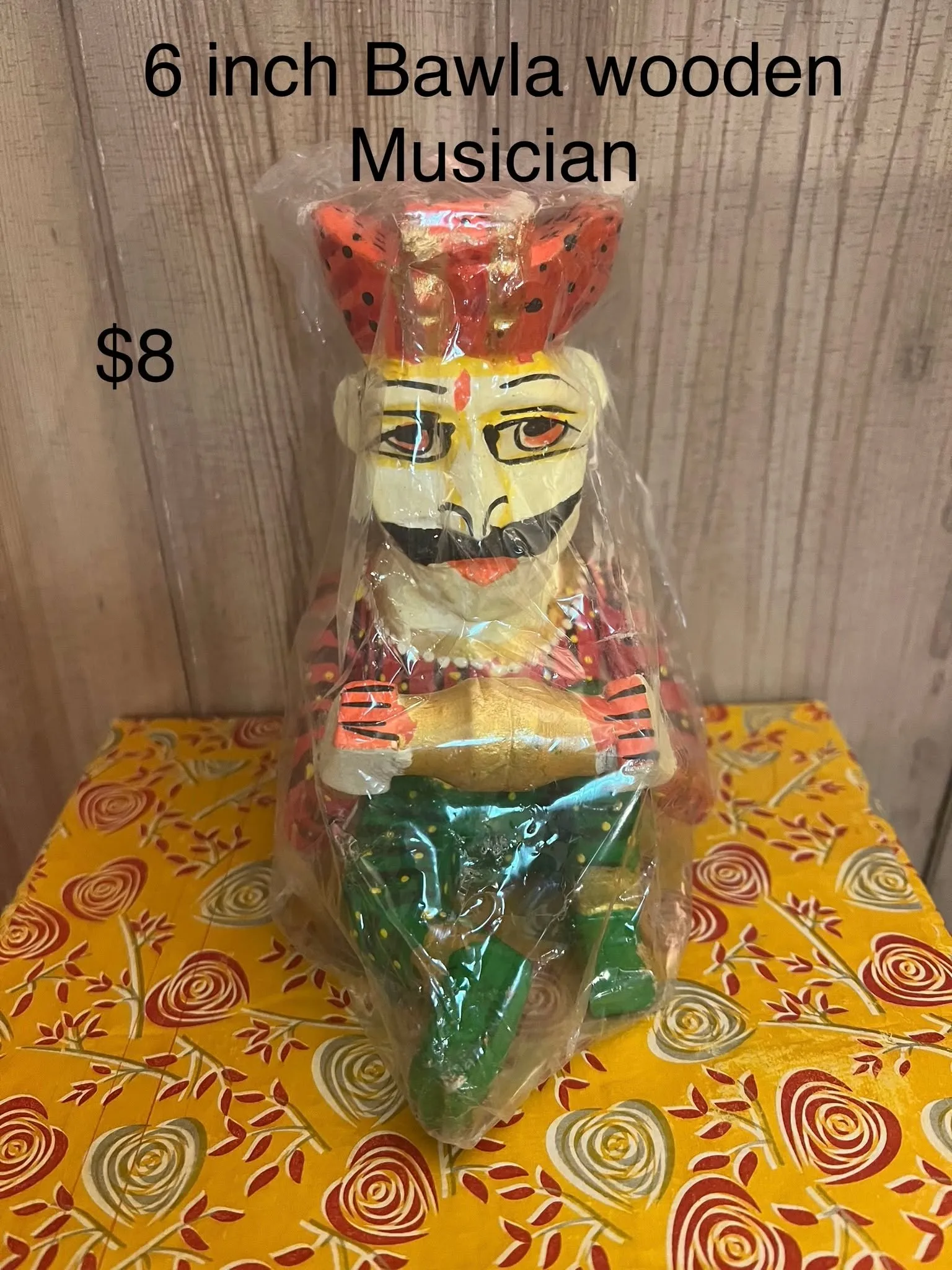 6-Inch Bawla Wooden Musician Figurine