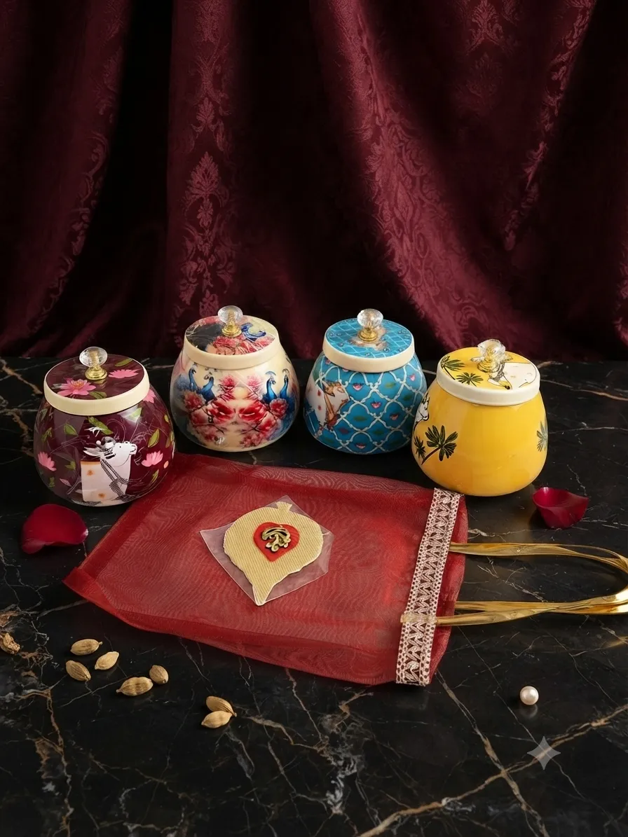 Hand-Painted Ceramic Trinket Jar Gift Set — view 2