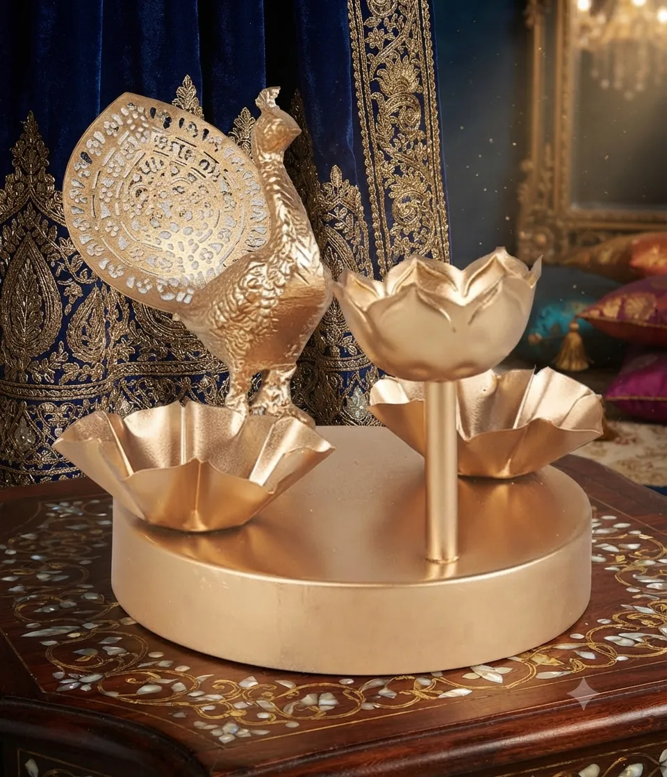 Gold Peacock Tealight Stand