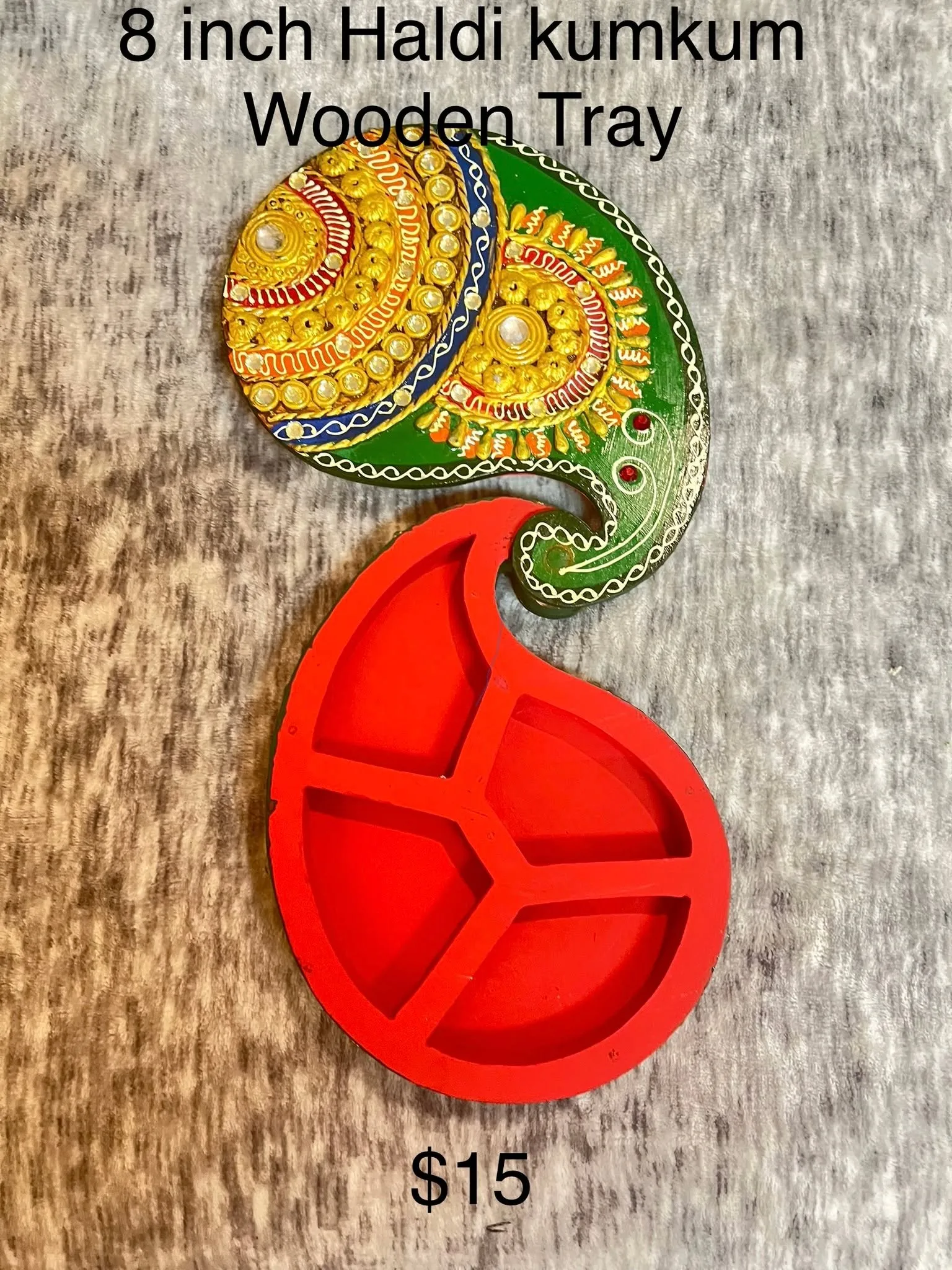 8-Inch Haldi Kumkum Wooden Tray, Variant — view 2